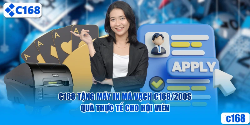 C168 tặng máy in mã vạch C168/300s quà thực tế cho hội viên